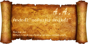 Andrásofszky Anikó névjegykártya
